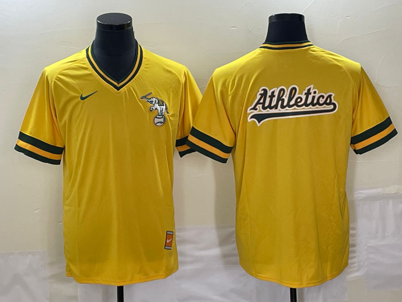Men's Oakland Athletics Gold Cooperstown Collection Mesh Batting Jersey